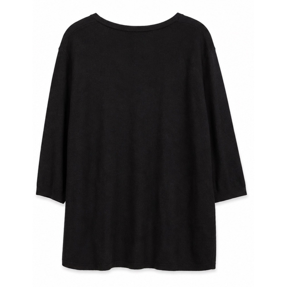 Dressbarn Black Cardigan 2X 3/4 Sleeve V-Neck Button Front Rayon blend sweater - Picture 3 of 6